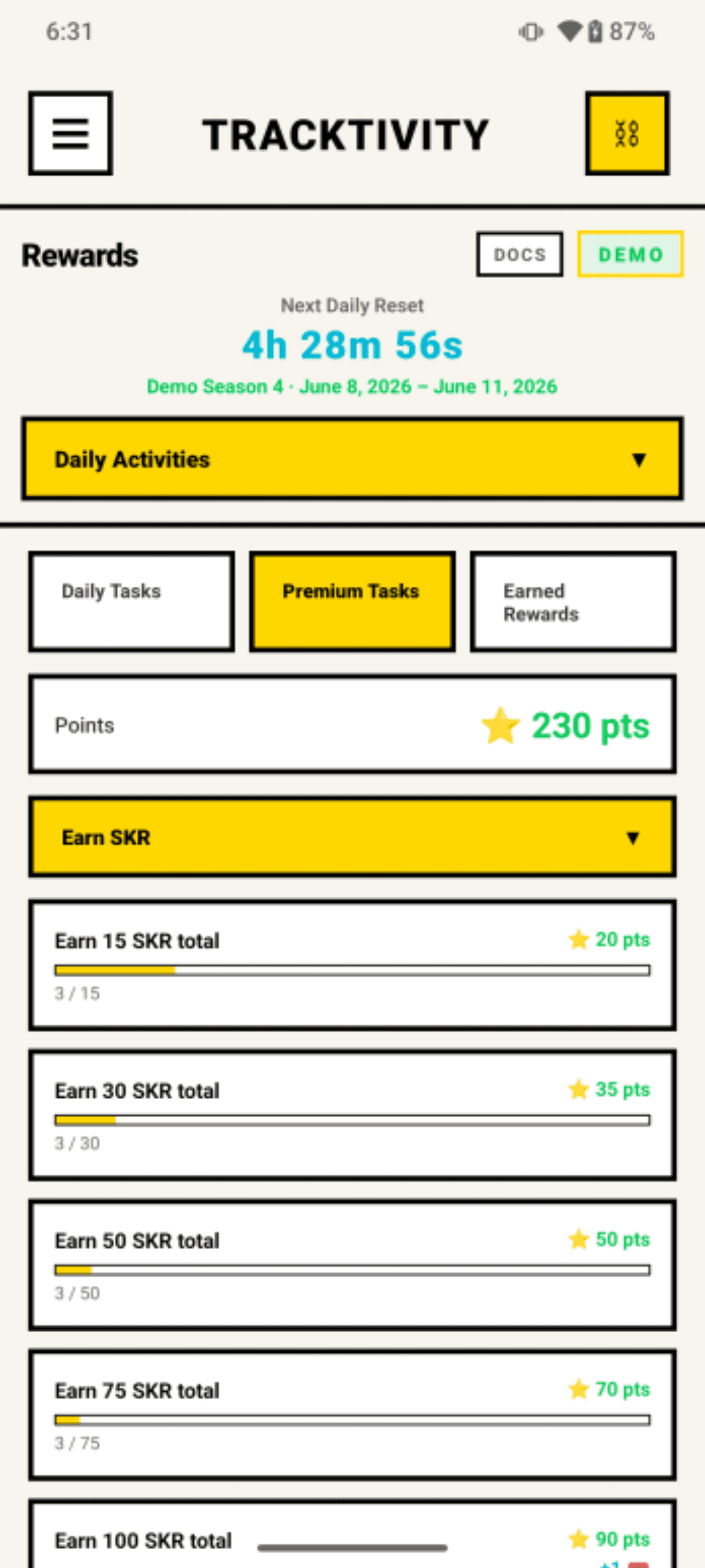 Tracktivity app preview 4